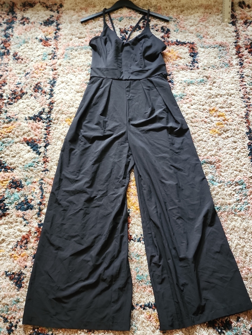HALARA Black Wide-Leg Spaghetti Strap Jumpsuit